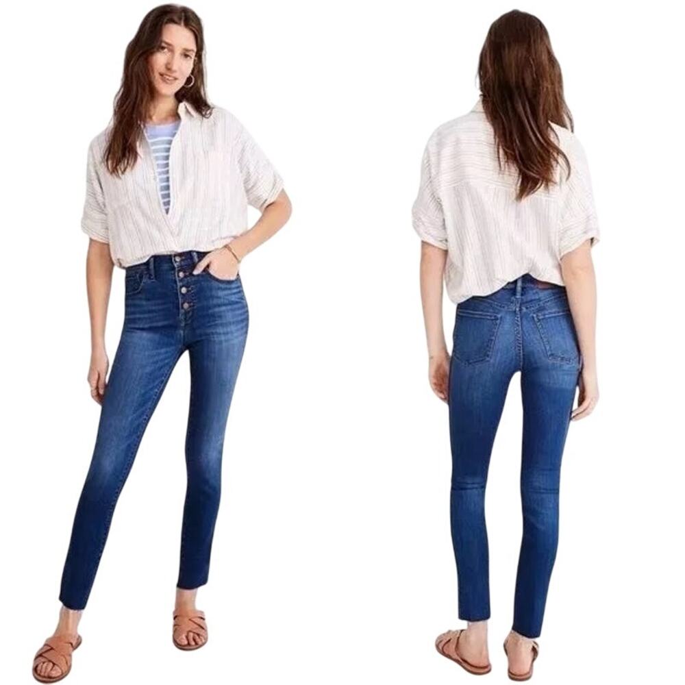 Madewell Petite 10" High-Rise Skinny Crop Jeans| Button-Front TENCEL™ Denim 27P - Picture 2 of 16